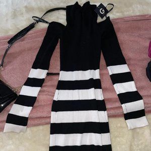 G by Guess S Striped Sweater Dress